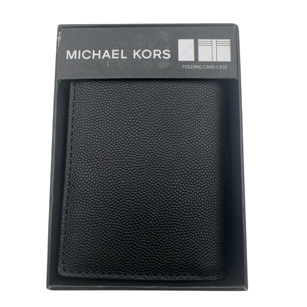 Michael Kors Wallet Mens Black Leather Bifold Folding Card Case Malone